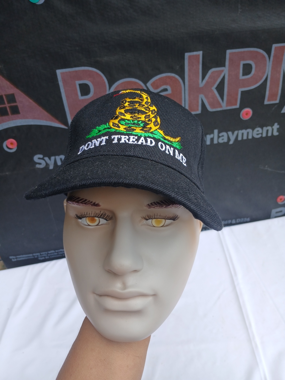 Black "Don't Tread On Me" Embroidered Snake Cap